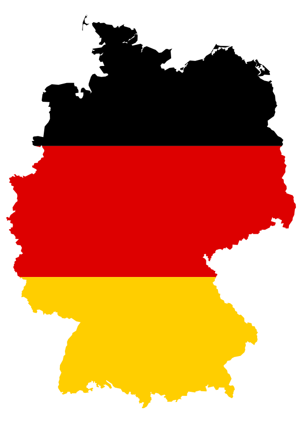 Umriss Deutschlands in Schwarz-Rot-Gold